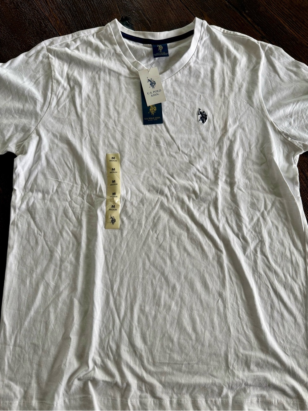 U.S. Polo Assn. White Short-Sleeve Crew Neck Tee with Navy Logo